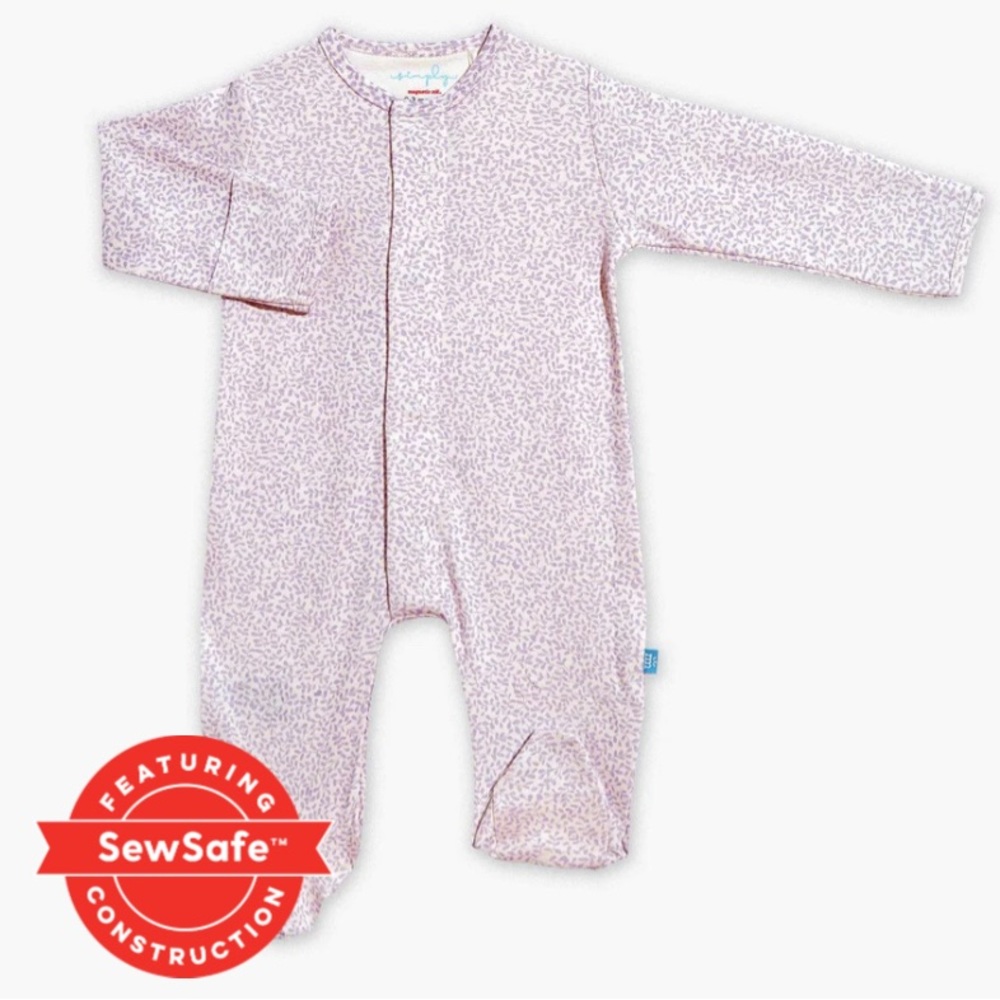 Magnetic Me Lilac Foliage Organic Cotton Footie multiple sizes 3 6 9 12 months